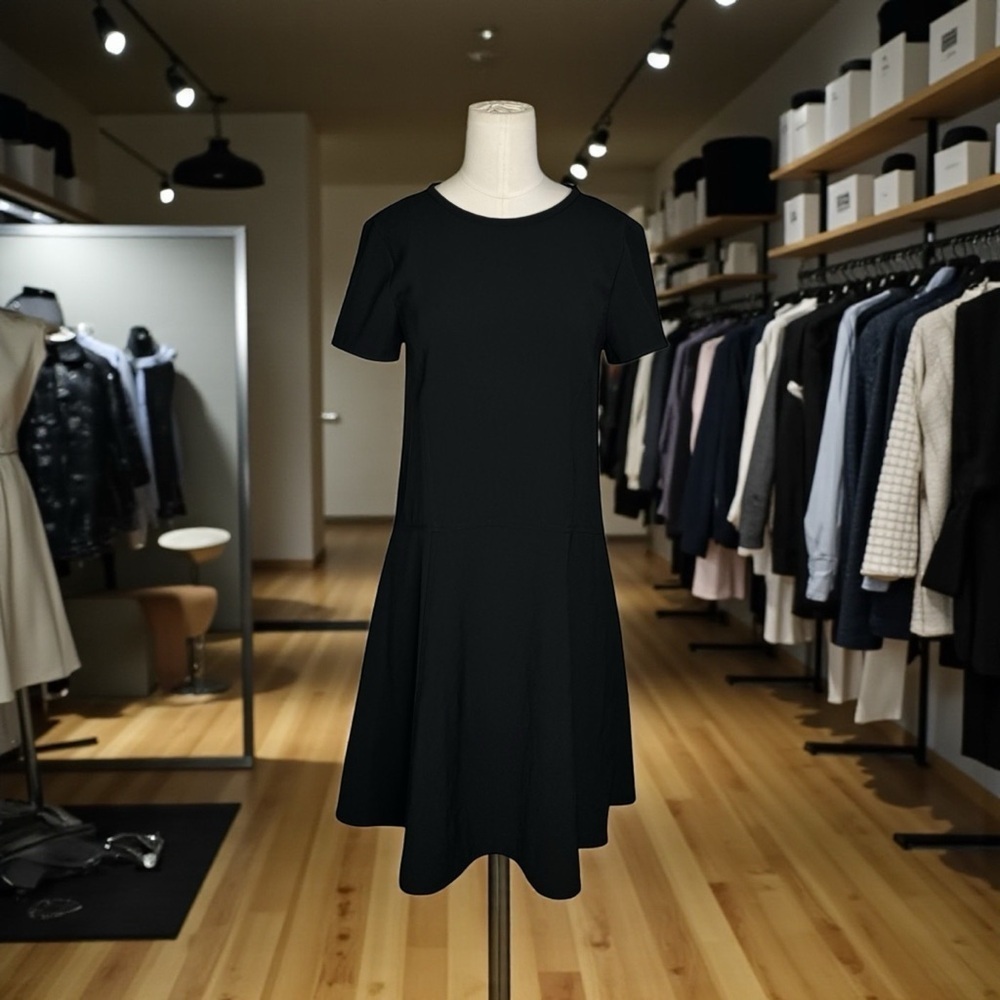 Madewell Black‎ Tribune Short Sleeve A Line Knee Length Dress Size 0